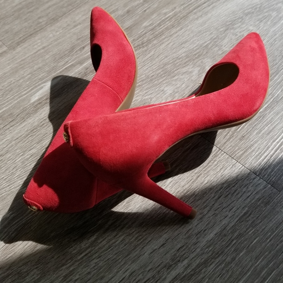 Michael Kors red suede heels, pumps, shoes - Picture 2 of 8